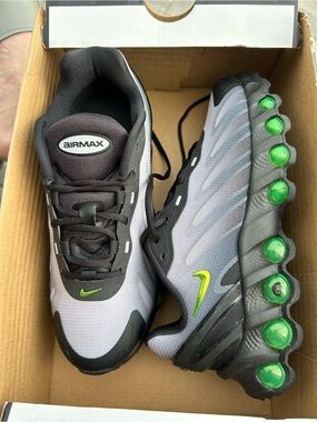 Nike Air Max Boy,s Gray and Black Sneakers with Green Air Pods